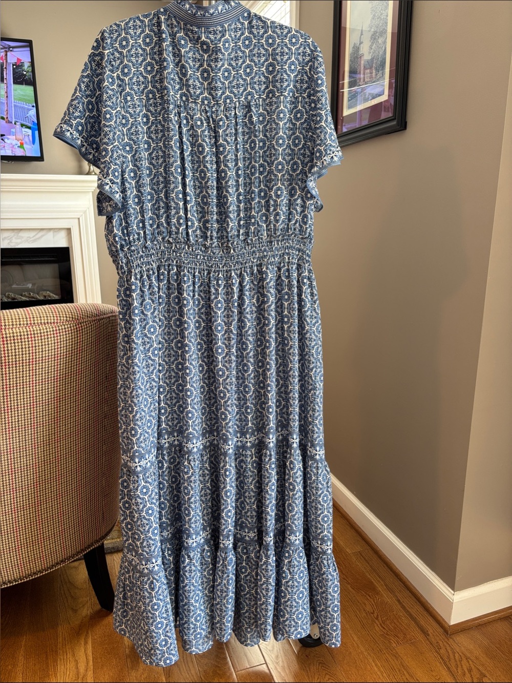 Max Studio Blue Printed Tiered Dress Like. New - Picture 5 of 5